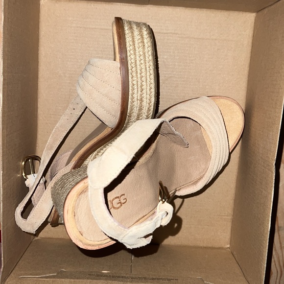 NIB UGG Laynce Sandals-Bronzer-Brown ankle strap platform leather upper size 10 - Picture 8 of 8